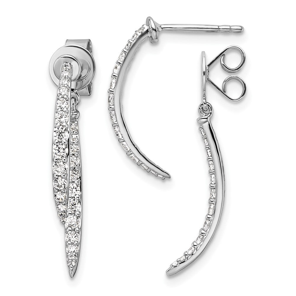 14K White Gold Lab Grown VS/SI FGH Dia Front/Back Post Dangle Earrings