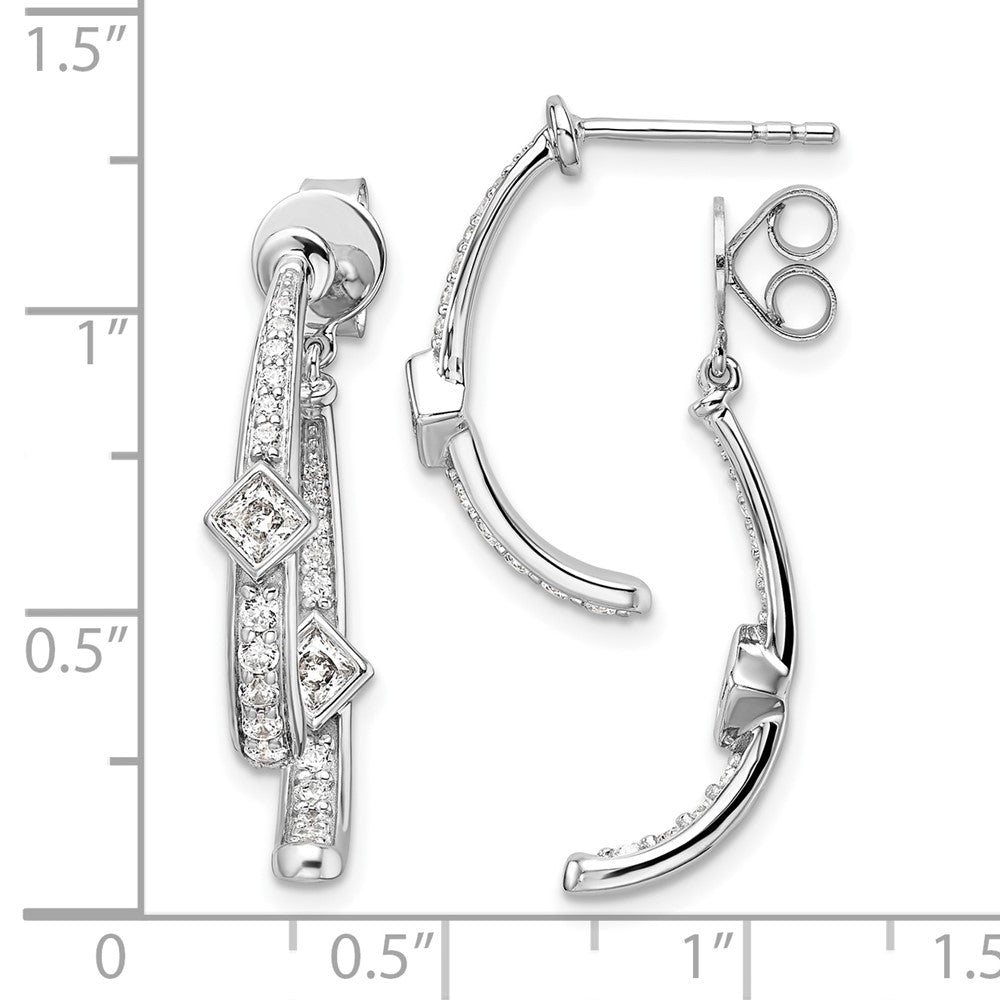 14K White Gold Lab Grown VS/SI FGH Dia Front/Back Post Dangle Earrings