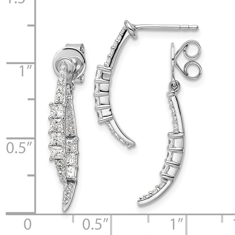 14K White Gold Lab Grown VS/SI FGH Dia Front/Back Post Dangle Earrings