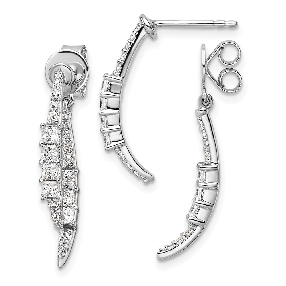 14K White Gold Lab Grown VS/SI FGH Dia Front/Back Post Dangle Earrings