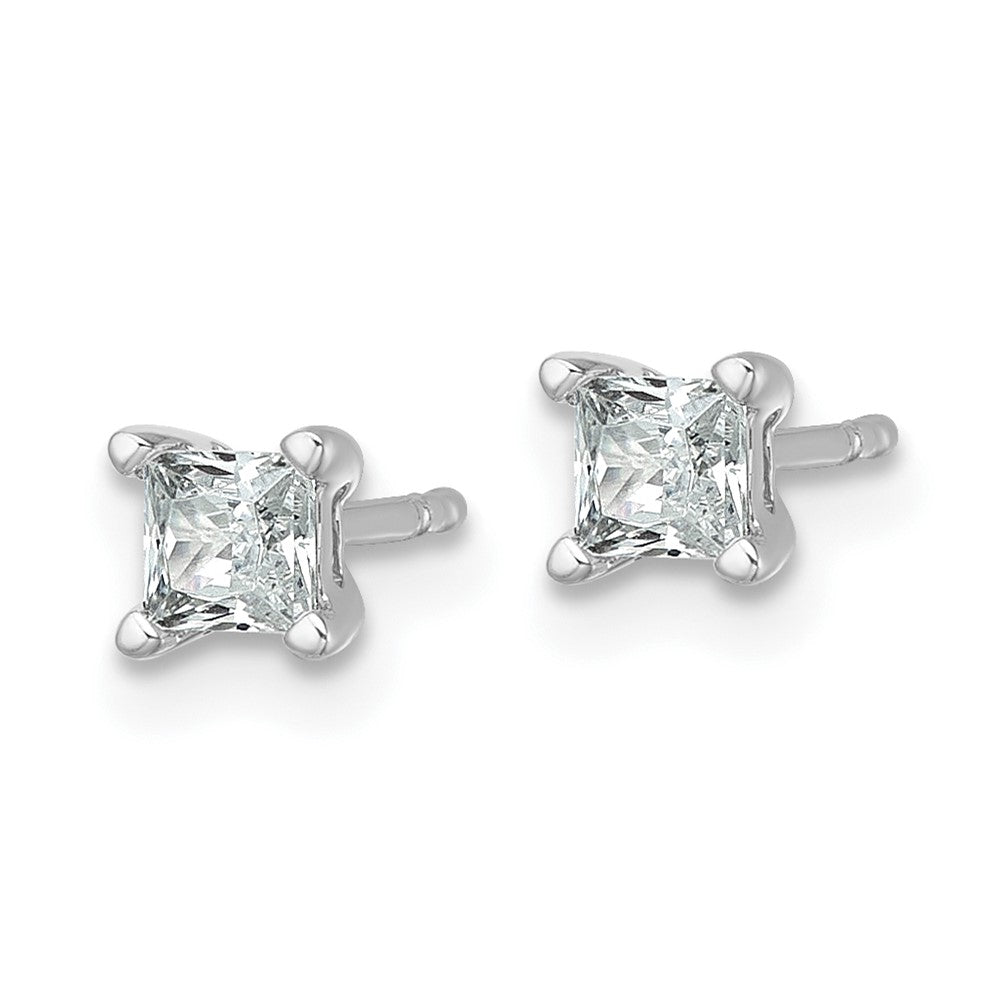 14k White Gold 1/2 carat total weight Princess VS/SI DEF Lab Grown Diamond 4 Prong Stud Post Earrings