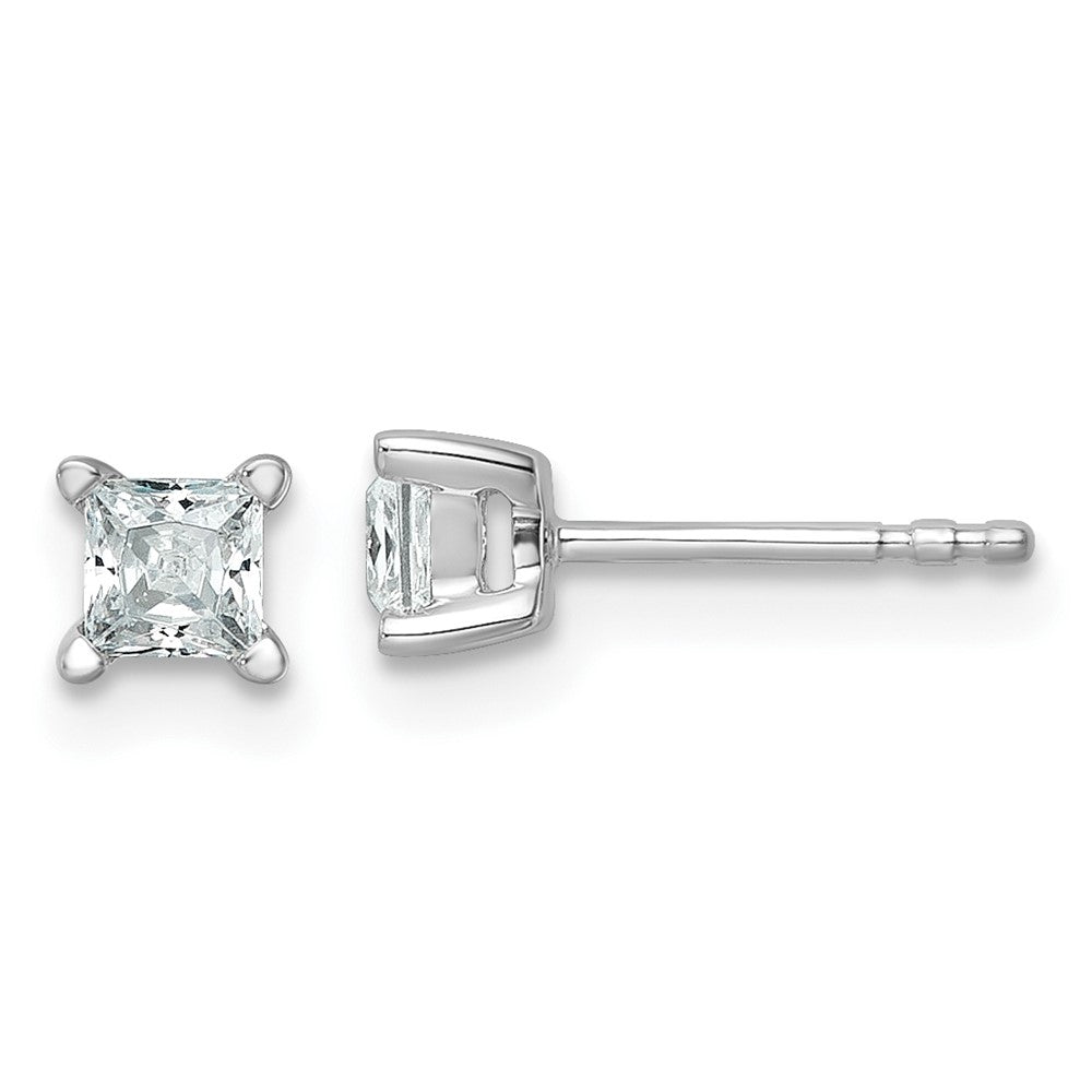 14k White Gold 1/2 carat total weight Princess VS/SI DEF Lab Grown Diamond 4 Prong Stud Post Earrings