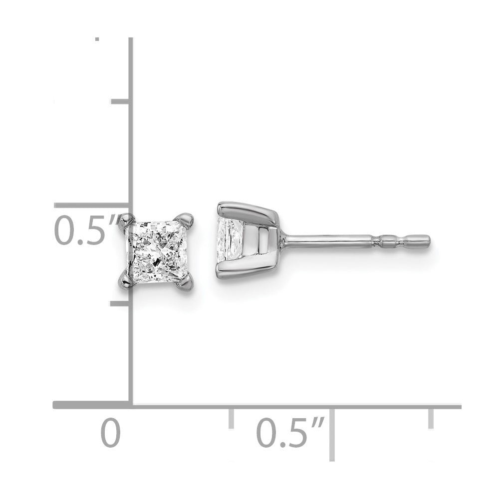 14kw .66ctw VS DEF Lab Grown Princess Diamond 4 Prong Earrings