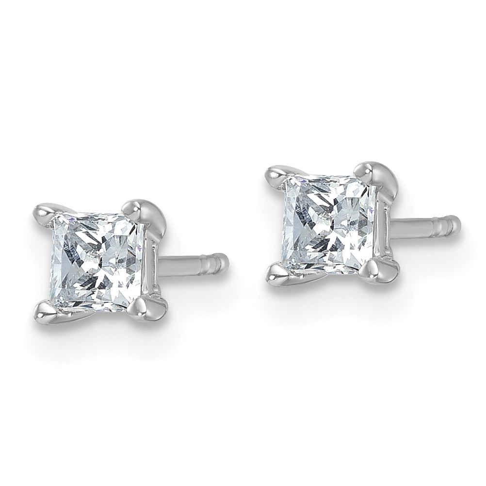 14k White Gold 3/4 carat total weight Princess VS/SI GH Lab Grown Diamond 4 Prong Stud Post Earrings