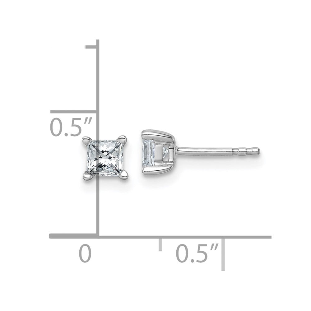 14k White Gold 3/4 carat total weight Princess VS/SI GH Lab Grown Diamond 4 Prong Stud Post Earrings