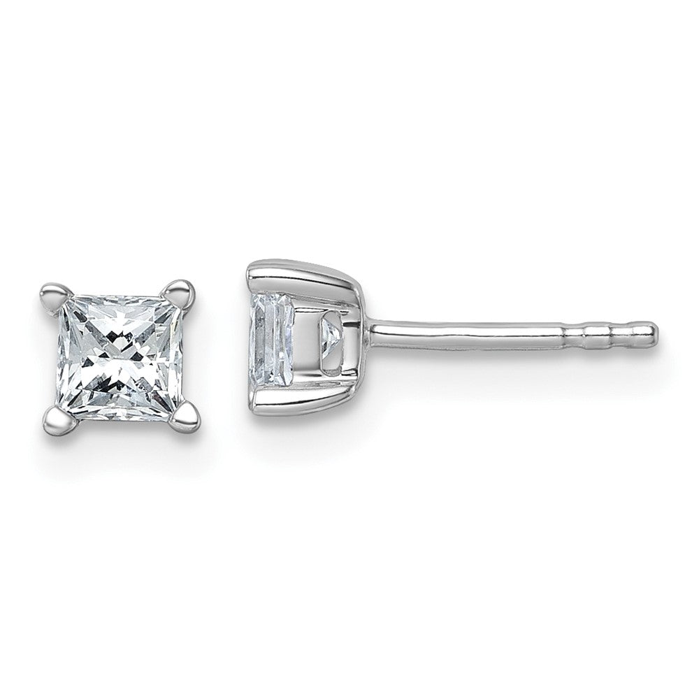 14k White Gold 3/4 carat total weight Princess VS/SI DEF Lab Grown Diamond 4 Prong Stud Post Earrings