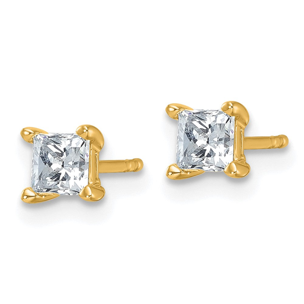 14k 3/4 carat total weight Princess VS/SI DEF Lab Grown Diamond 4 Prong Stud Post Earrings