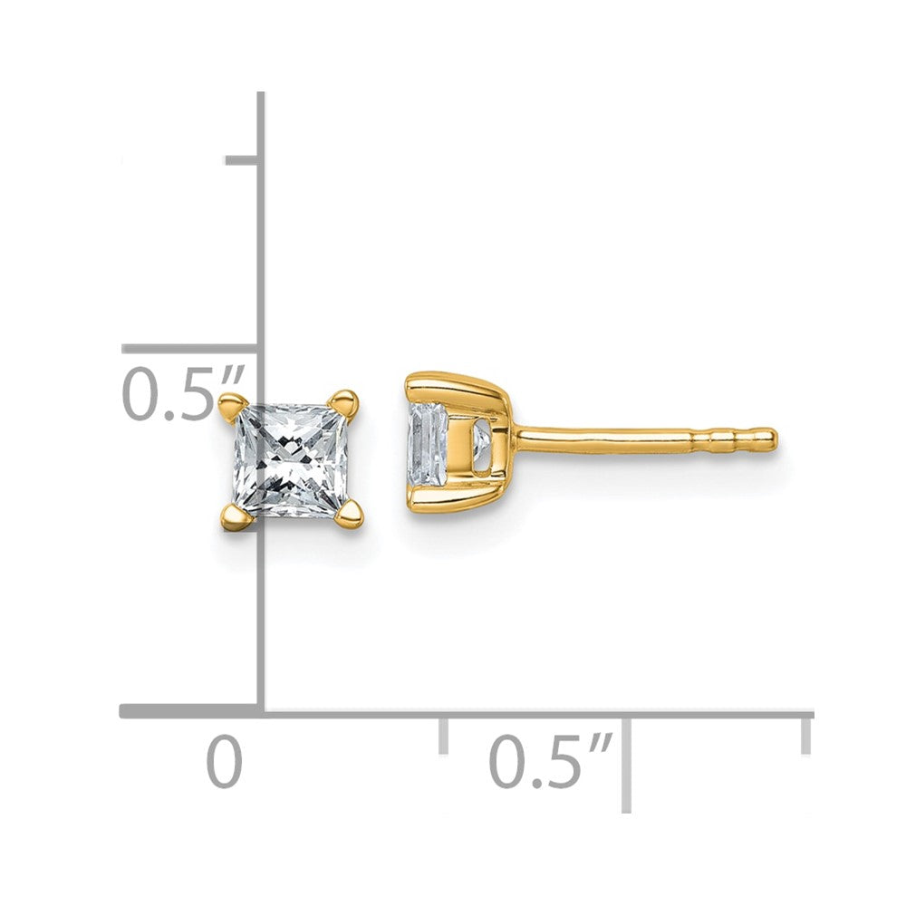 14k 3/4 carat total weight Princess VS/SI DEF Lab Grown Diamond 4 Prong Stud Post Earrings