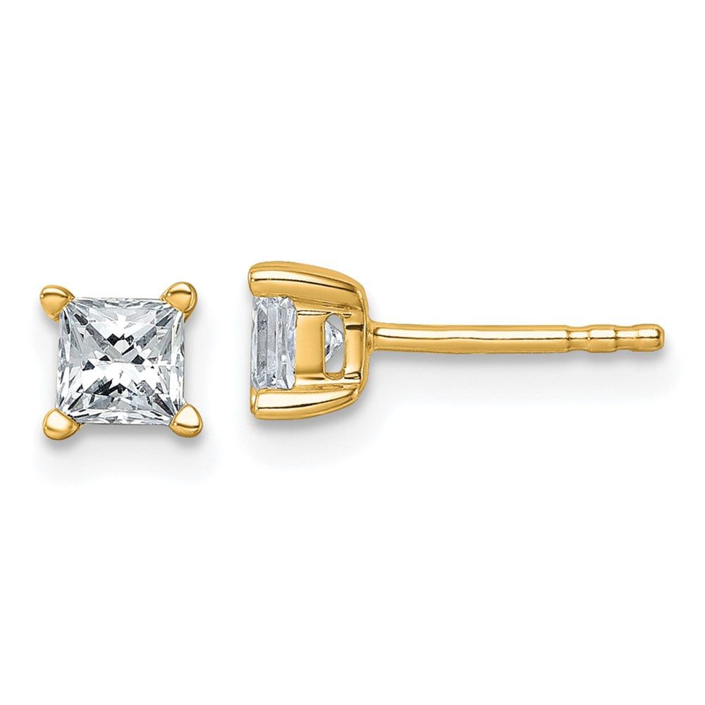 14k 3/4 carat total weight Princess VS/SI DEF Lab Grown Diamond 4 Prong Stud Post Earrings