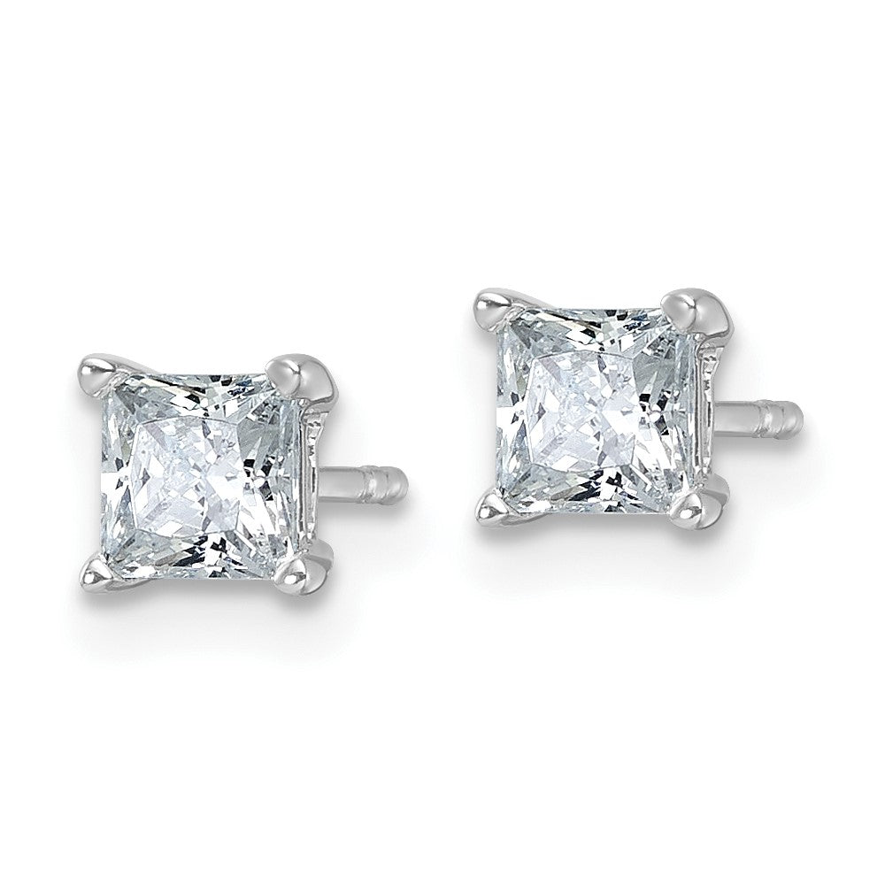 14k White Gold 1 carat total weight Princess VS/SI DEF Lab Grown Diamond 4 Prong Stud Post Earrings