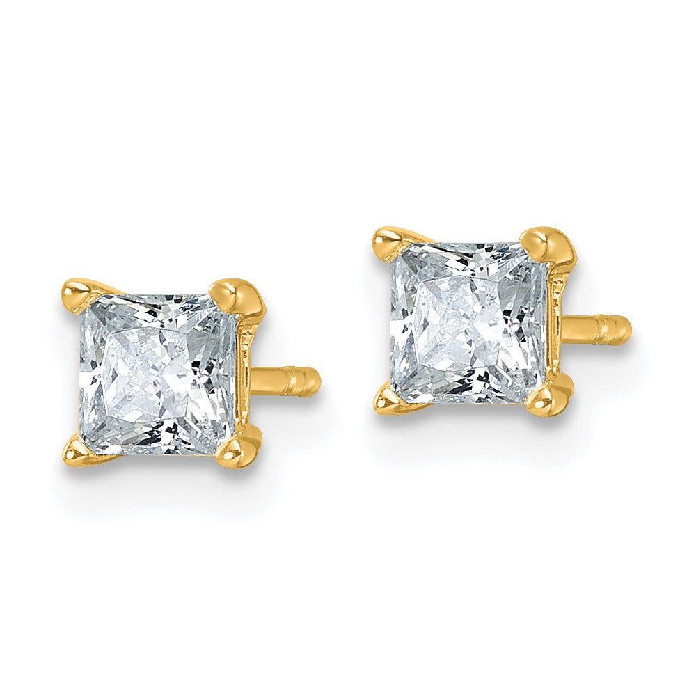 14k 1 carat total weight Princess VS/SI GH Lab Grown Diamond 4 Prong Stud Post Earrings