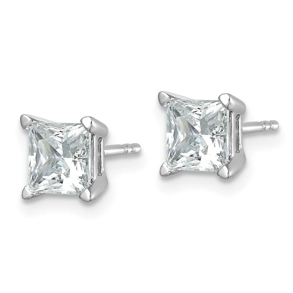 14k White Gold 2 carat total weight Princess VS/SI GH Lab Grown Diamond 4 Prong Stud Post Earrings