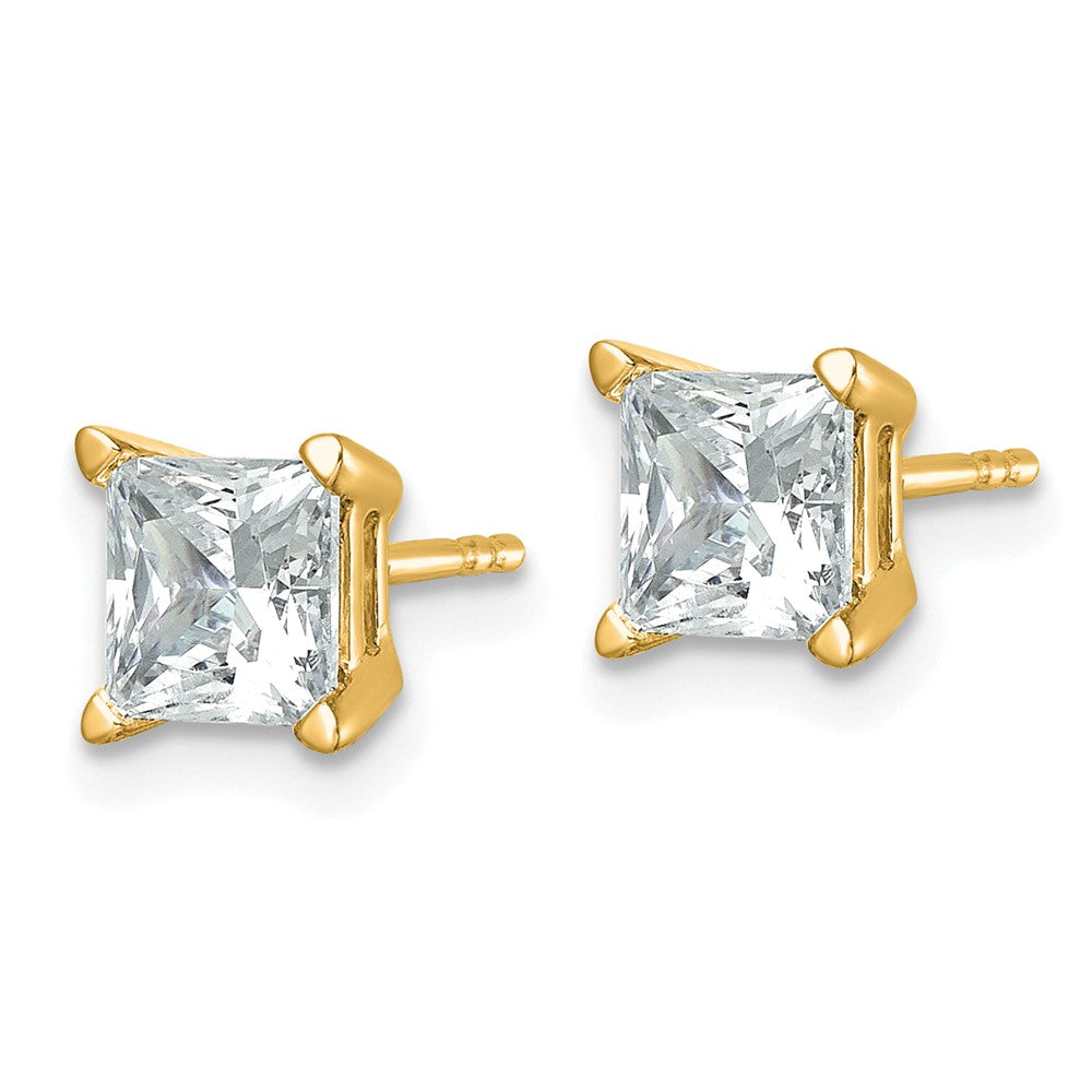 14k 2 carat total weight Princess VS/SI GH Lab Grown Diamond 4 Prong Stud Post Earrings