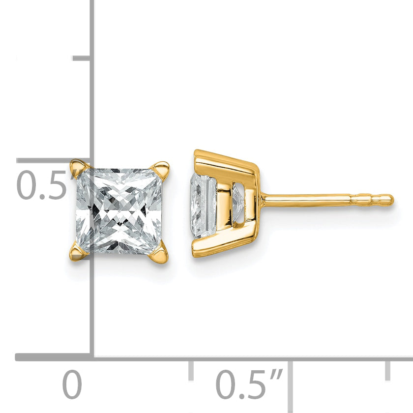 14k 3 carat total weight Princess VS/SI DEF Lab Grown Diamond 4 Prong Stud Post Earrings