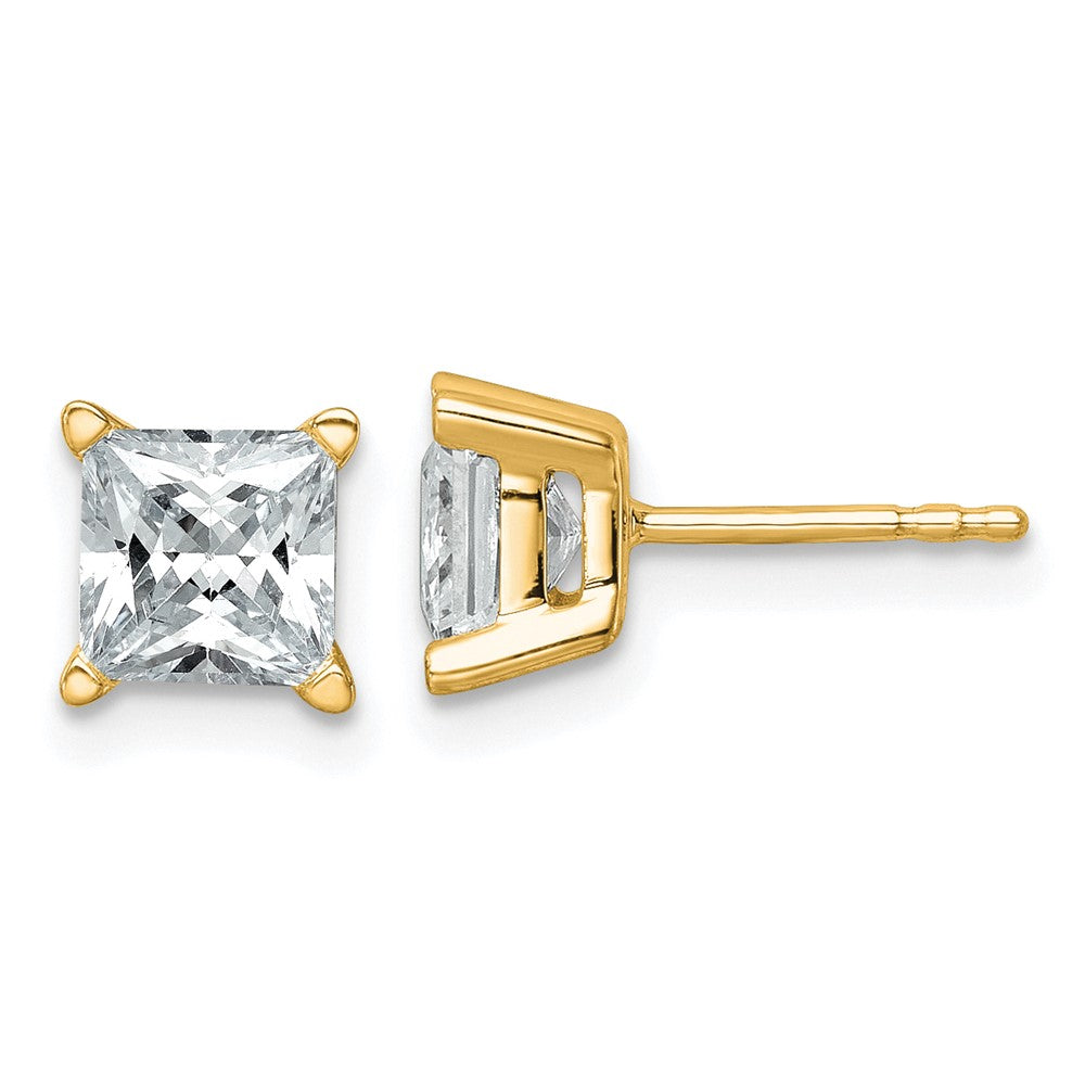 14k 2 carat total weight Princess VS/SI GH Lab Grown Diamond 4 Prong Stud Post Earrings