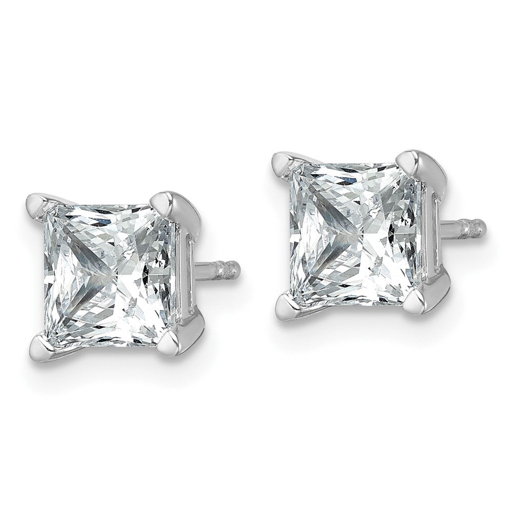 14k White Gold 3 carat total weight Princess VS/SI GH Lab Grown Diamond 4 Prong Stud Post Earrings