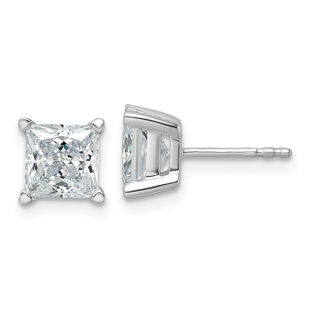 14k White Gold 3 carat total weight Princess VS/SI GH Lab Grown Diamond 4 Prong Stud Post Earrings