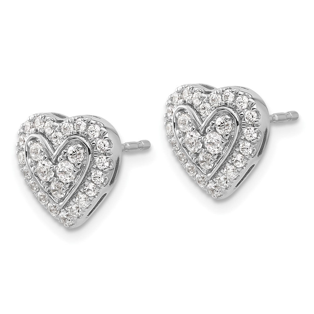 14K White Gold Lab Grown Diamond VS/SI FGH Halo Heart Post Earrings