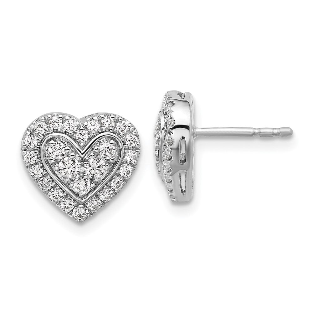 14K White Gold Lab Grown Diamond VS/SI FGH Halo Heart Post Earrings