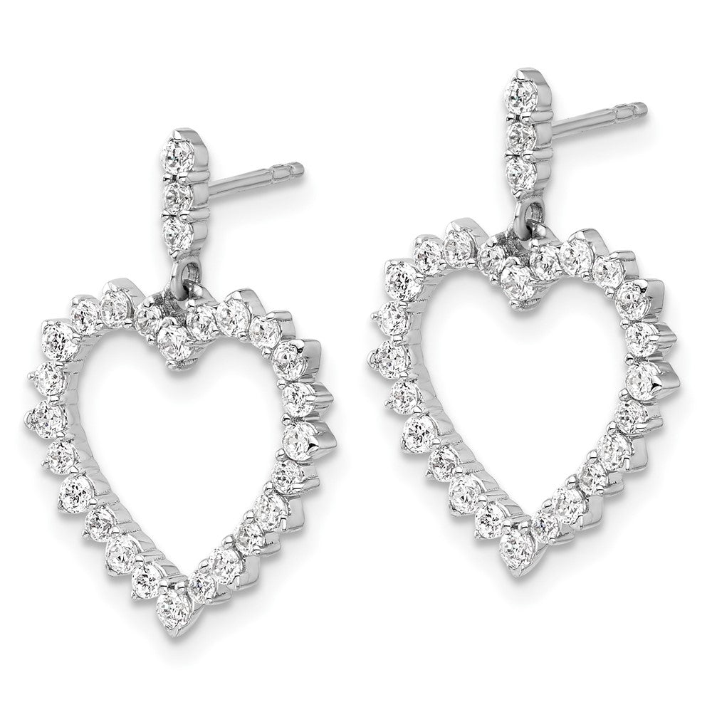 14K White Gold Lab Grown VS/SI FGH Dia Open Heart Post Dangle Earrings