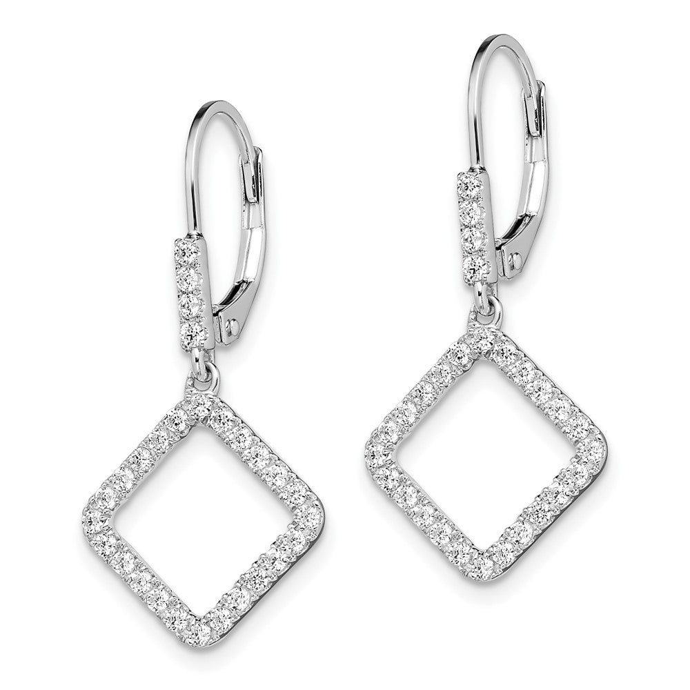 14K White Gold Lab Grown Diamond VS/SI FGH Square Leverback Earring