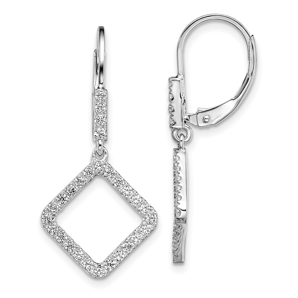 14K White Gold Lab Grown Diamond VS/SI FGH Square Leverback Earring