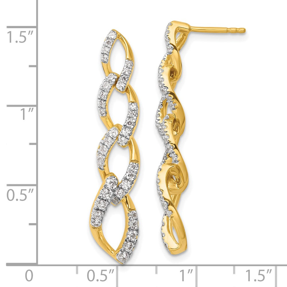 14K Lab Grown Diamond VS/SI FGH Twisted Link Post Dangle Earrings