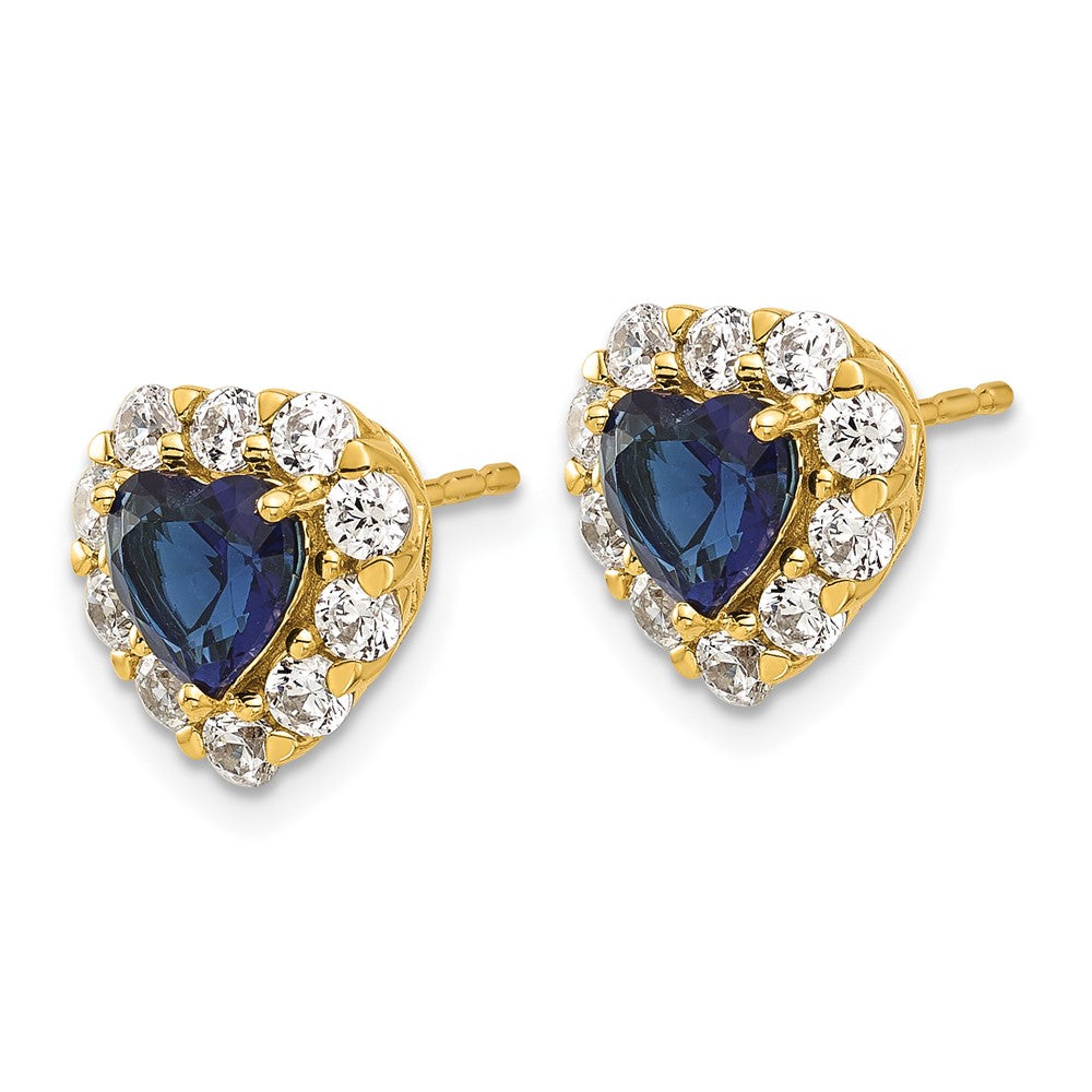 14K Lab Grown VS/SI FGH Dia & Cr Sapphire Halo Heart Post Earrings