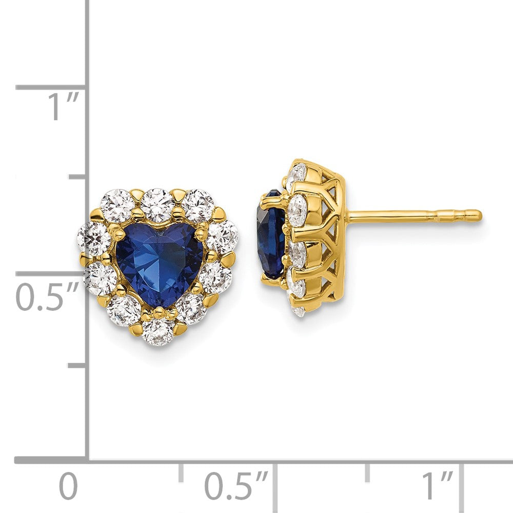 14K Lab Grown VS/SI FGH Dia & Cr Sapphire Halo Heart Post Earrings