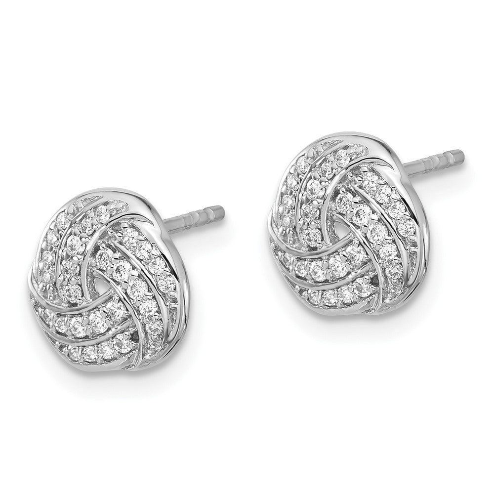 14K White Gold Lab Grown VS/SI FGH Dia Love Knot Earrings