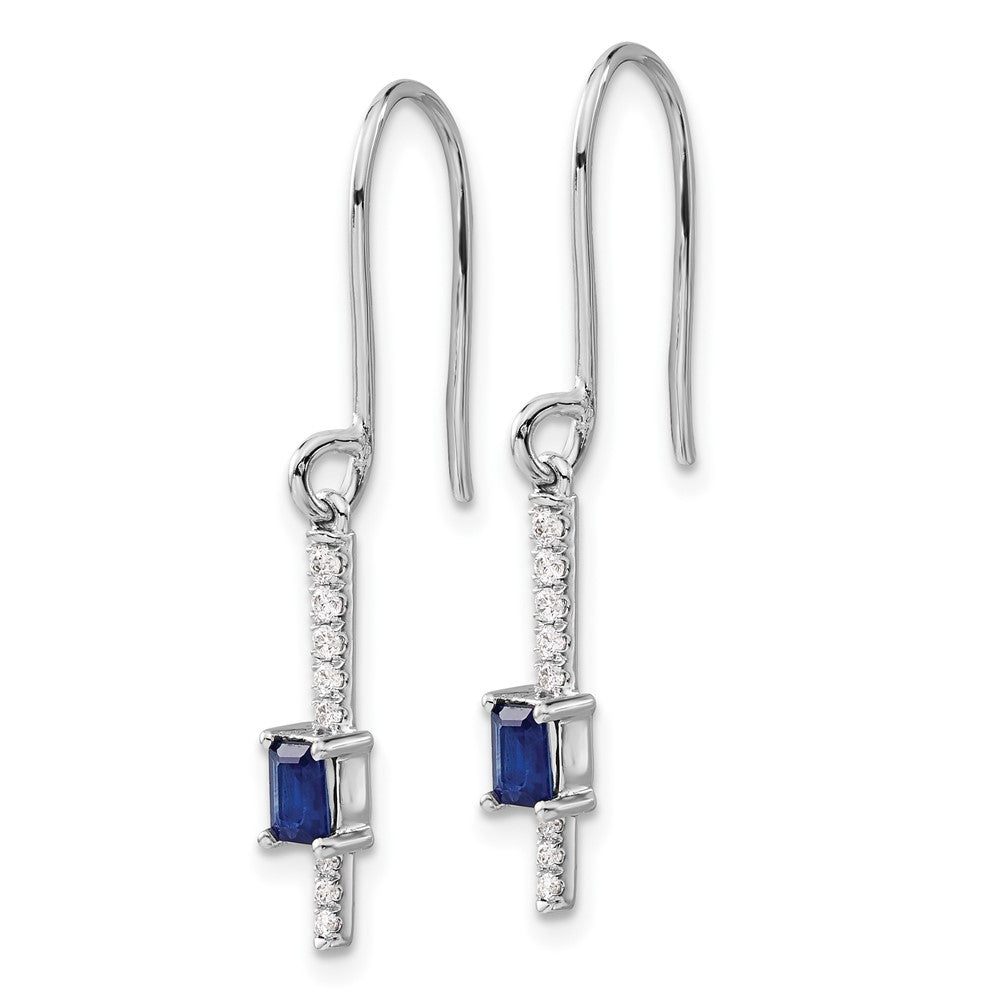 14K White Gold Lab Grown VS/SI FGH Dia and Created Sapphire Fancy Earrings