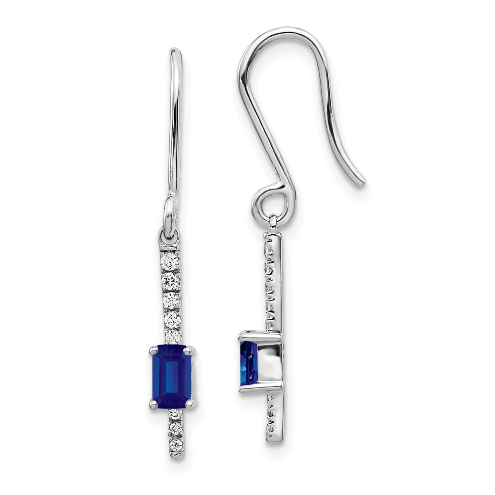 14K White Gold Lab Grown VS/SI FGH Dia and Created Sapphire Fancy Earrings