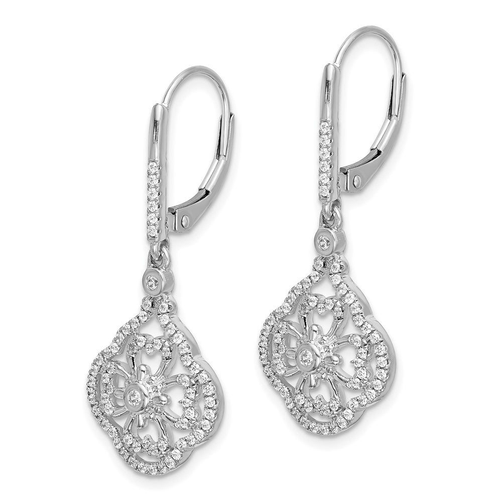 14K White Gold Lab Grown VS/SI FGH Dia Fancy Leverback Earrings