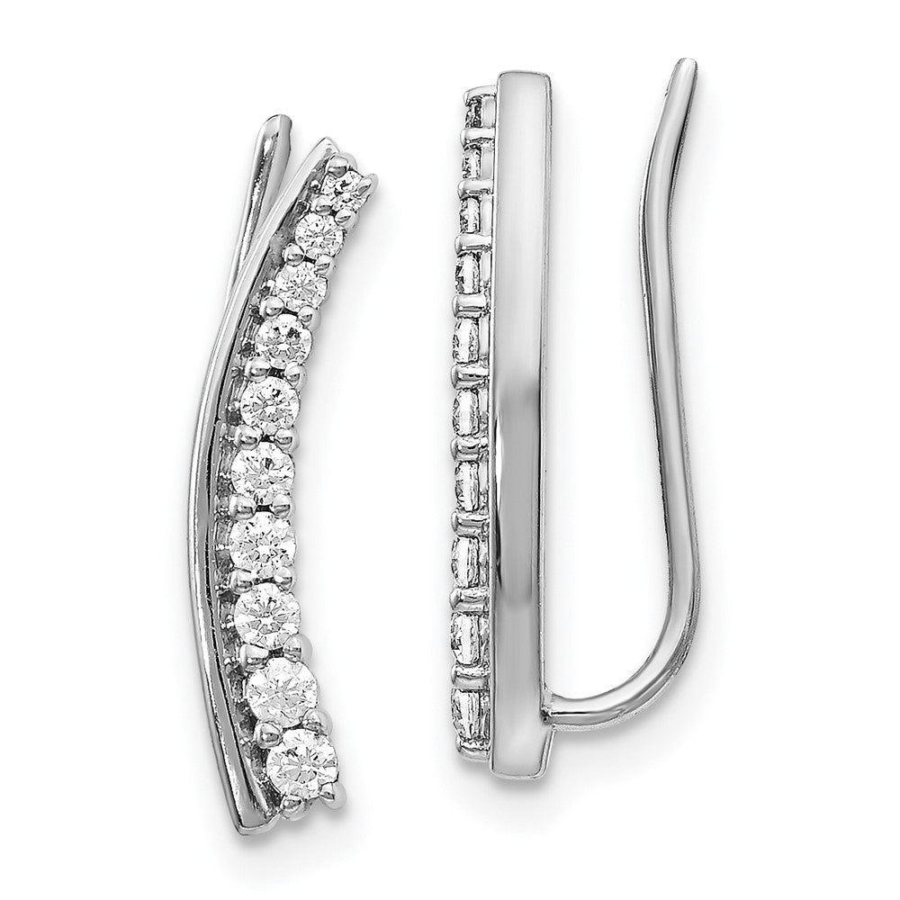 14K White Gold Lab Grown VS/SI FGH Dia Ear Climber Earrings