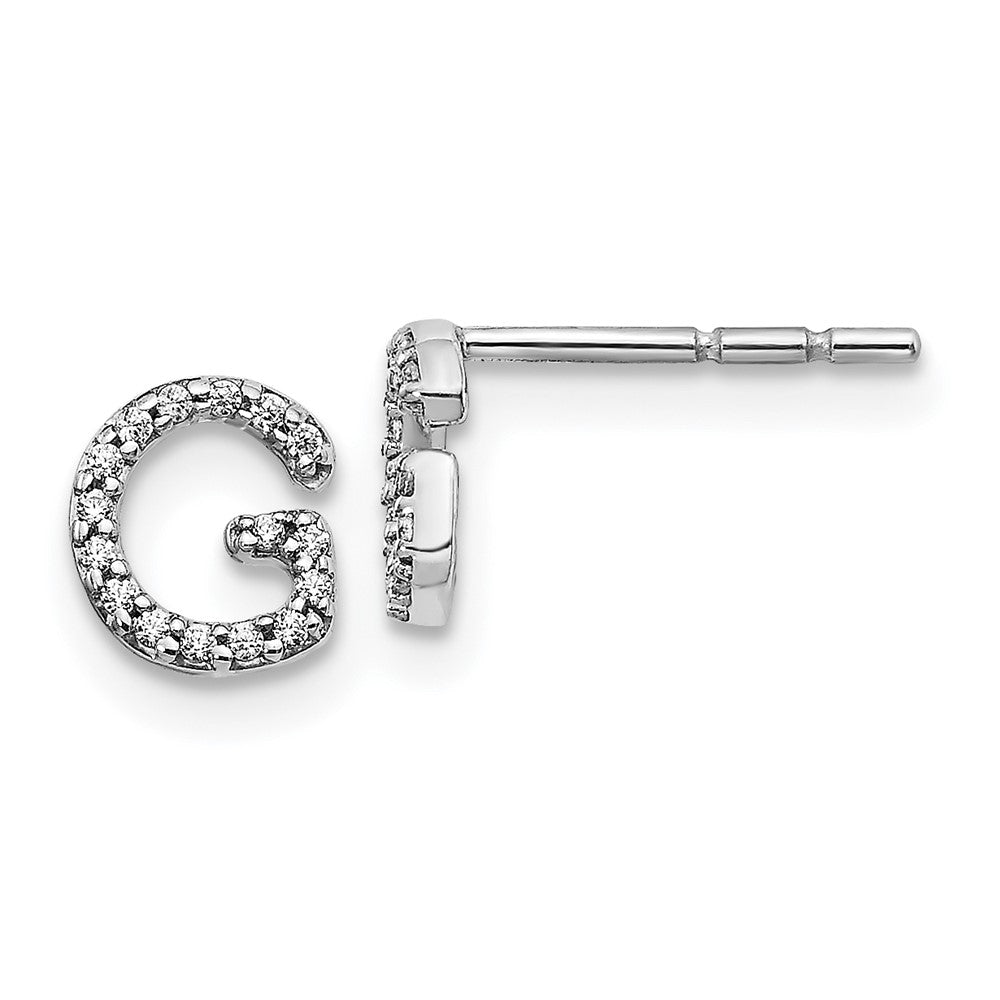 14K White Gold Lab Grown VS/SI FGH Dia Letter G Initial Post Earrings