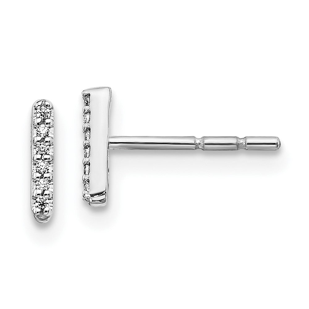 14K White Gold Lab Grown VS/SI FGH Dia Letter I Initial Post Earrings