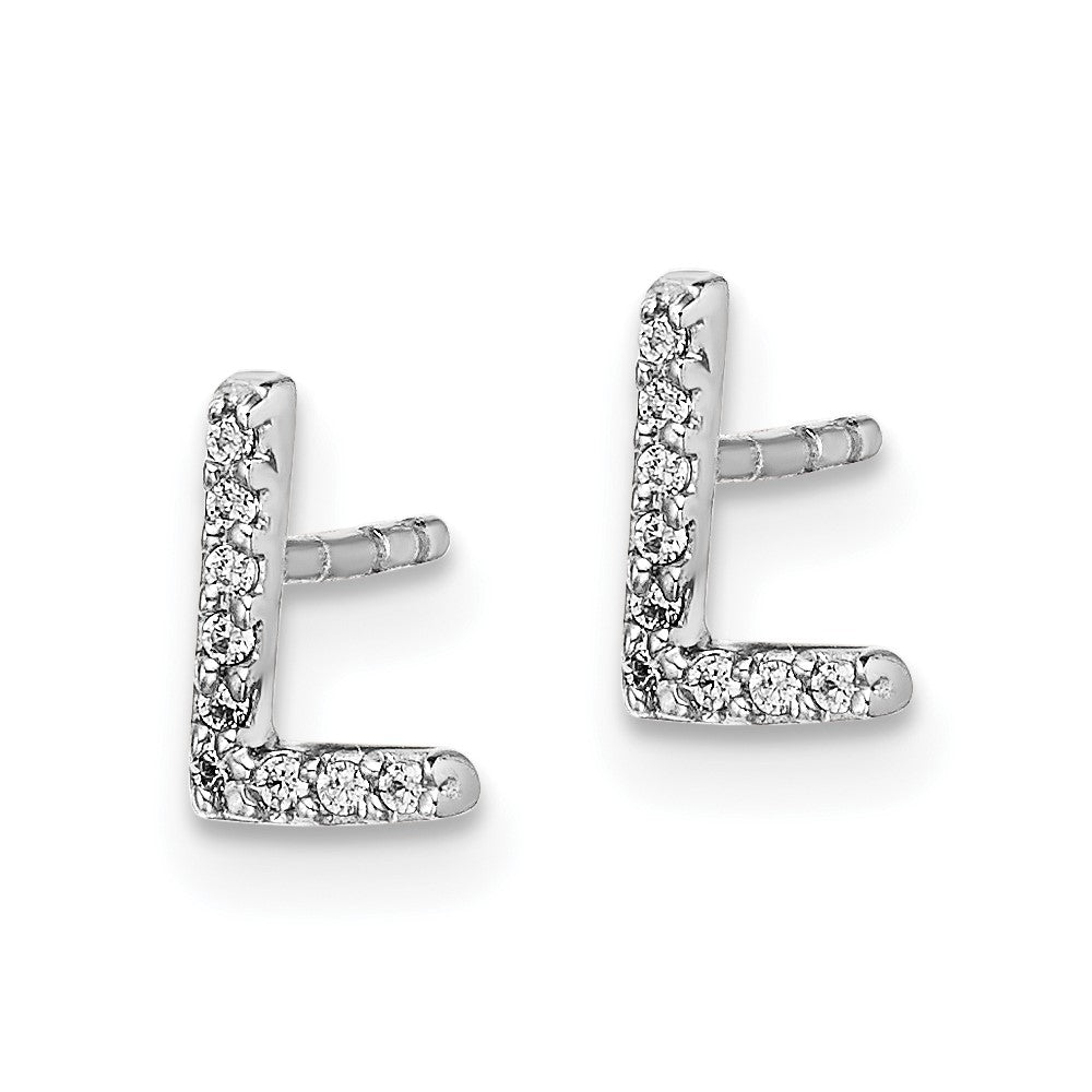 14K White Gold Lab Grown VS/SI FGH Dia Letter L Initial Post Earrings