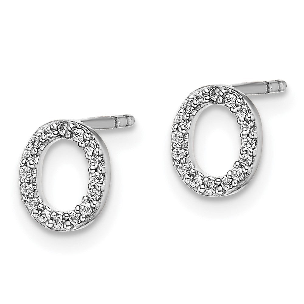 14K White Gold Lab Grown VS/SI FGH Dia Letter O Initial Post Earrings