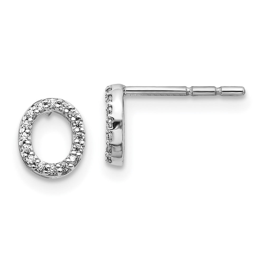 14K White Gold Lab Grown VS/SI FGH Dia Letter O Initial Post Earrings