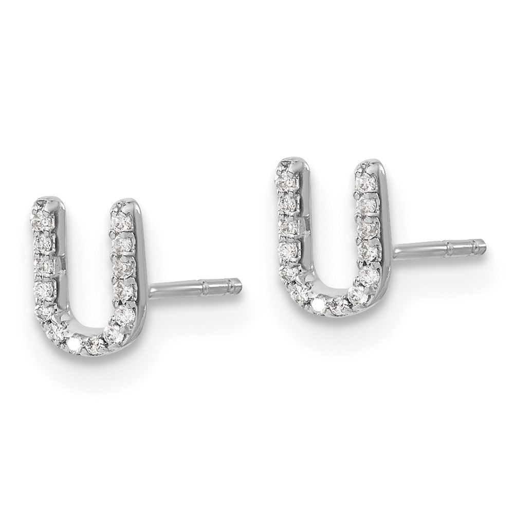 14K White Gold Lab Grown VS/SI FGH Dia Letter U Initial Post Earrings