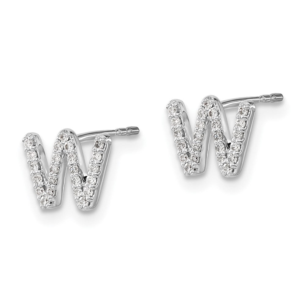 14K White Gold Lab Grown VS/SI FGH Dia Letter W Initial Post Earrings