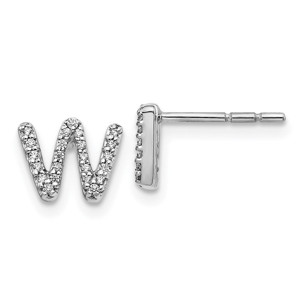 14K White Gold Lab Grown VS/SI FGH Dia Letter W Initial Post Earrings