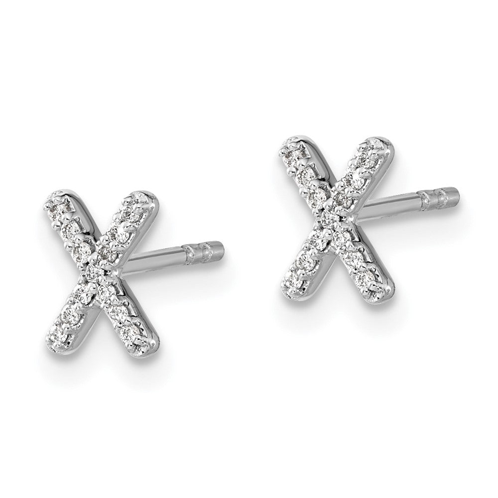 14K White Gold Lab Grown VS/SI FGH Dia Letter X Initial Post Earrings