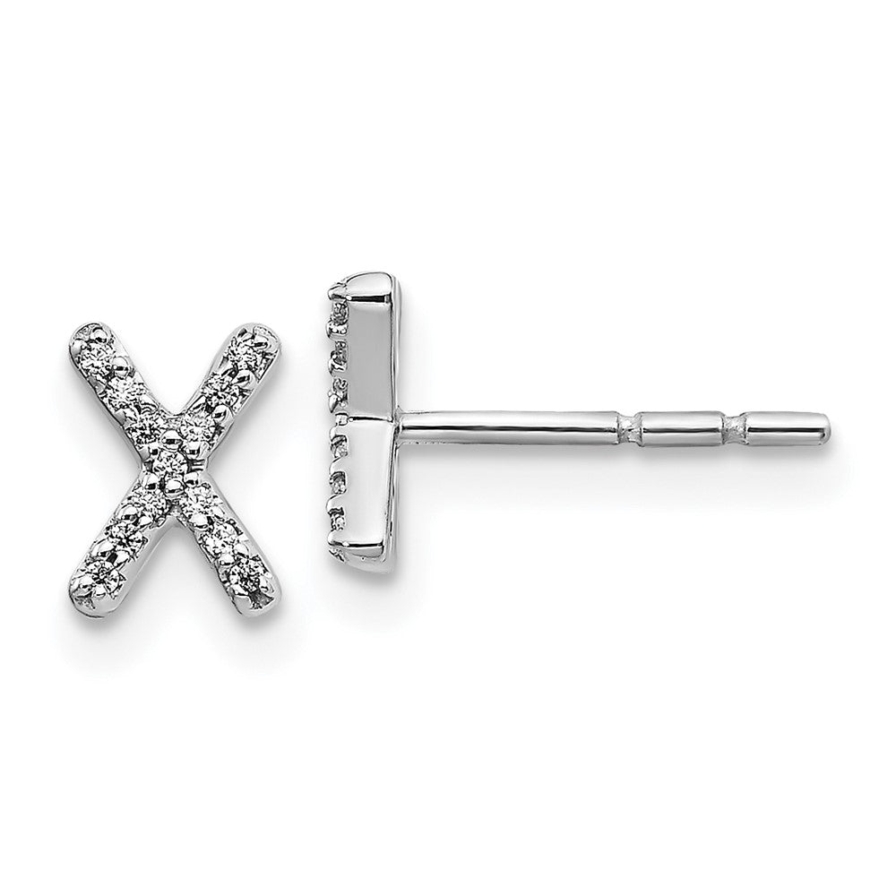 14K White Gold Lab Grown VS/SI FGH Dia Letter X Initial Post Earrings