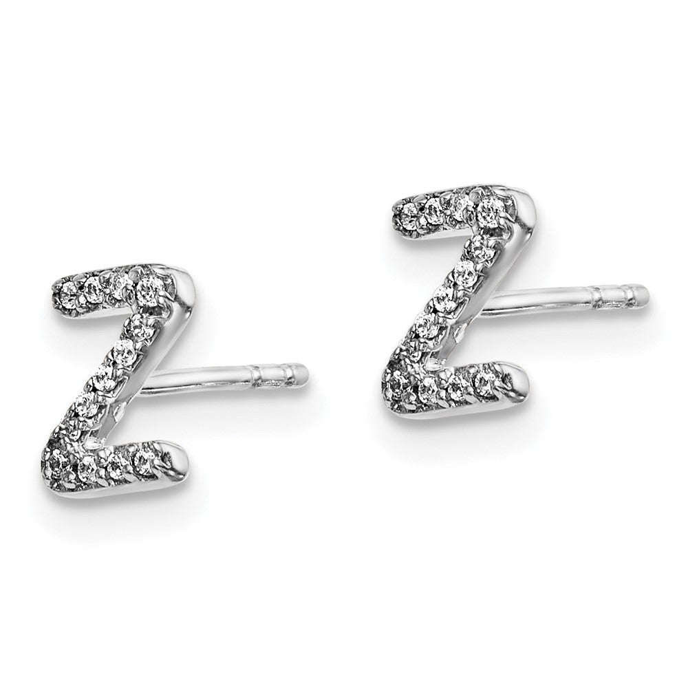 14K White Gold Lab Grown VS/SI FGH Dia Letter Z Initial Post Earrings