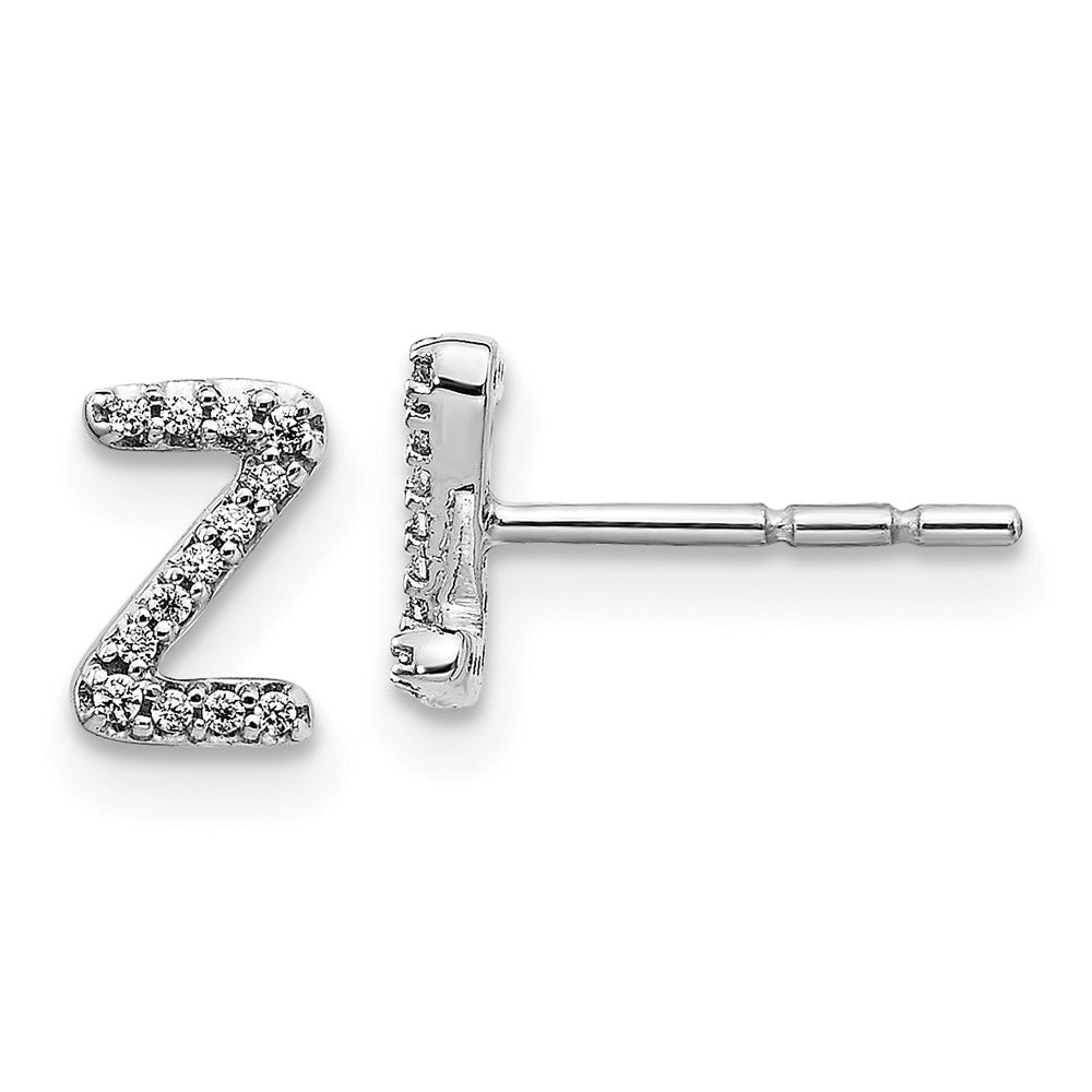 14K White Gold Lab Grown VS/SI FGH Dia Letter Z Initial Post Earrings