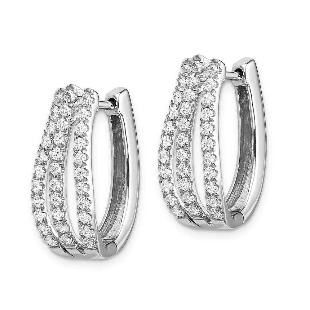 14K White Gold Lab Grown Diamond VS/SI FGH Hinged Hoop Earrings