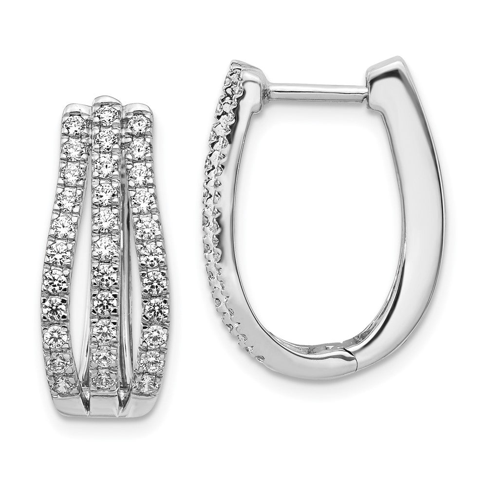 14K White Gold Lab Grown Diamond VS/SI FGH Hinged Hoop Earrings