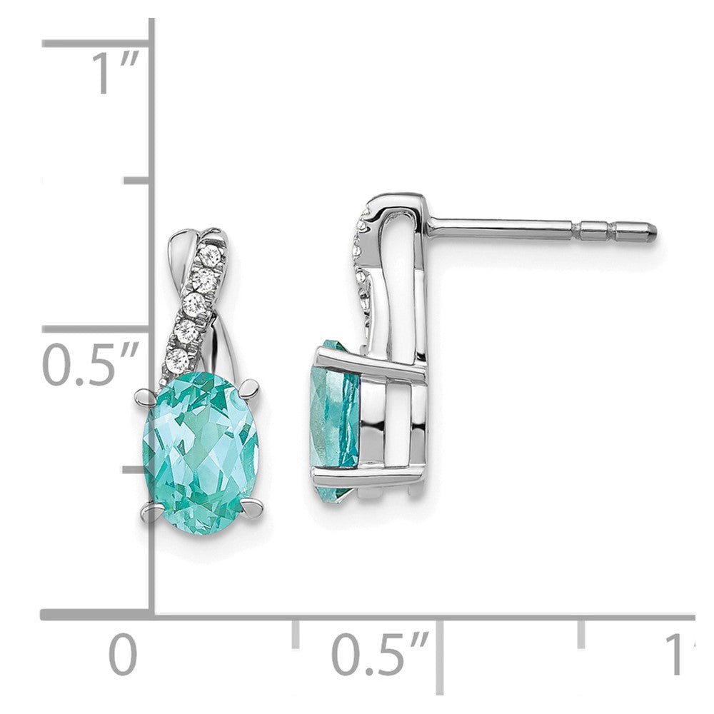 14k White Gold Lab Grown VS/SI FGH Dia and Cr Paraiba Post Earrings