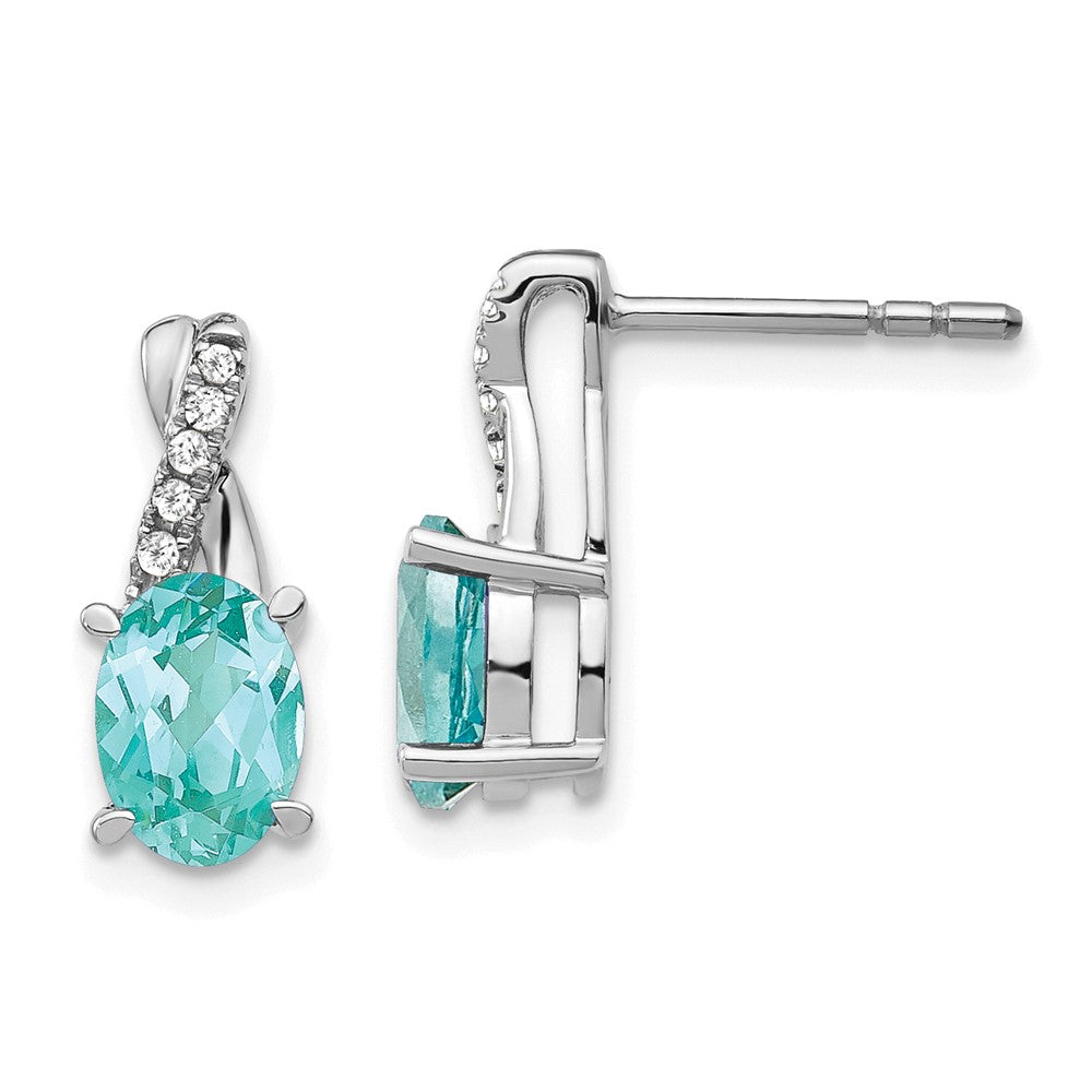 14k White Gold Lab Grown VS/SI FGH Dia and Cr Paraiba Post Earrings